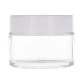 Skleněný obal na krém s bílým víčkem čirý, 50 ml, 1 ks